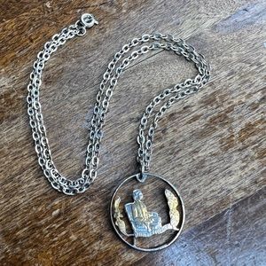 Alabama Helen Keller cut quarter coin necklace